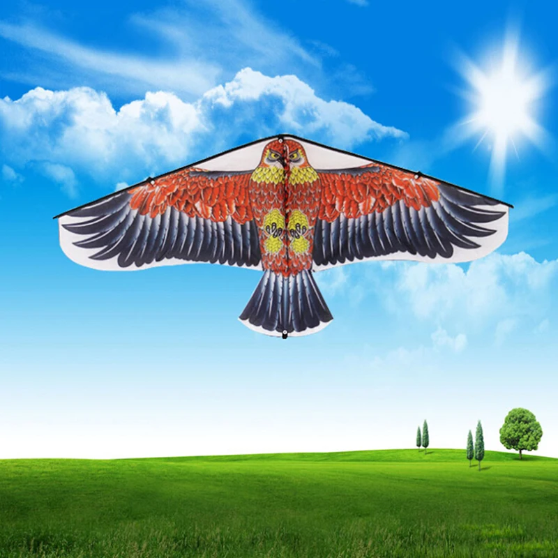 1M Platte Eagle Kite Met 30 Meter Kite Lijn Kinderen Vliegende Vogel Vliegers Windzak Outdoor Speelgoed Voor Kinderen Gift tuin Doek Speelgoed