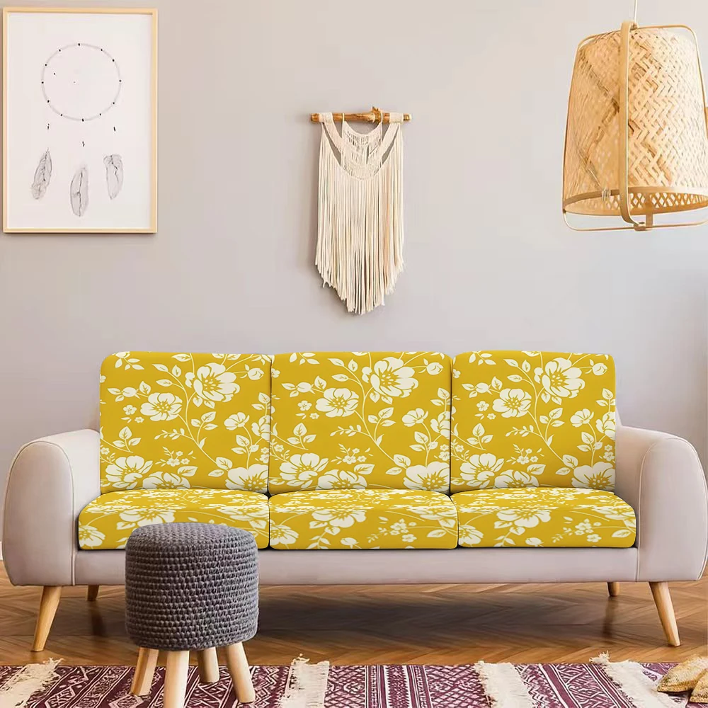 Spring Summer Floral Printed Outdoor Sofa Cushion Cover, Milk Silk Fabric, Pet - Friendly, Washable Without