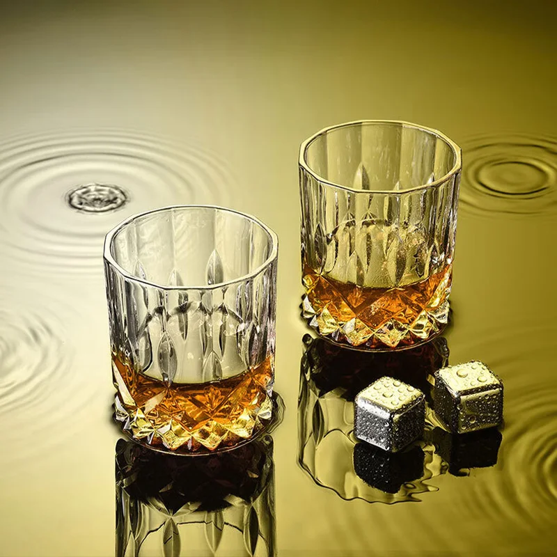 HeY LiLac 210ml Starlight Heavy Base Old Fashioned Glass Taishan Crystal Whiskey Glass Thick-bottomed Rock Glass