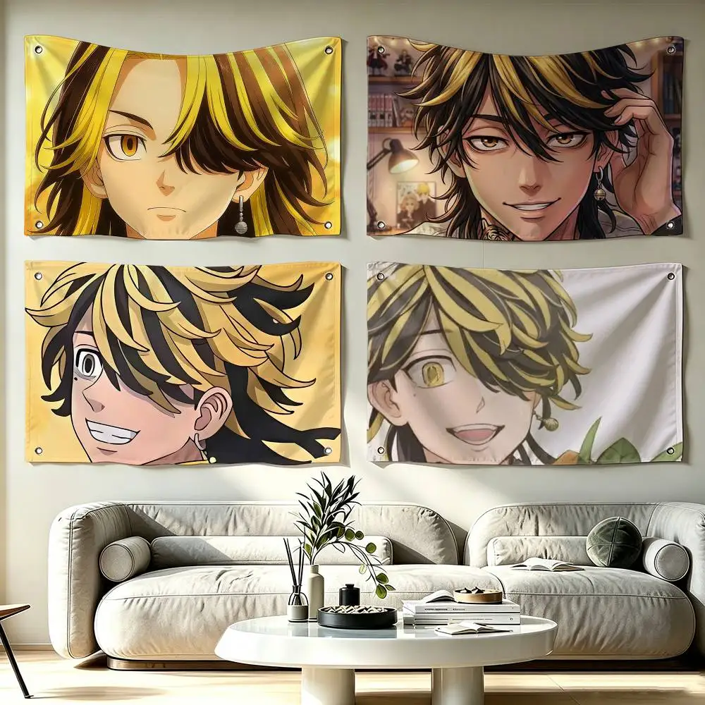 Kazutora Hanemiya T-Tokyo R-Revengers Flags Wall Hanging Tapestry Outdoor Garage Room Decorative flag Background Blanket