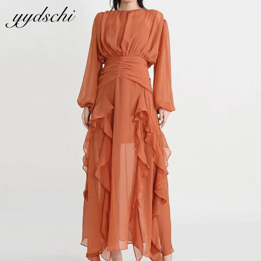 

Customized 2026 Tulle Elegant Chiffon Pleat Ruffle Evening Dress A-line O-Neck Formal Party Prom Dress فساتين سهرات