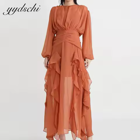 Customized 2026 Tulle Elegant Chiffon Pleat Ruffle Evening Dress A-line O-Neck Formal Party Prom Dress فساتين سهرات