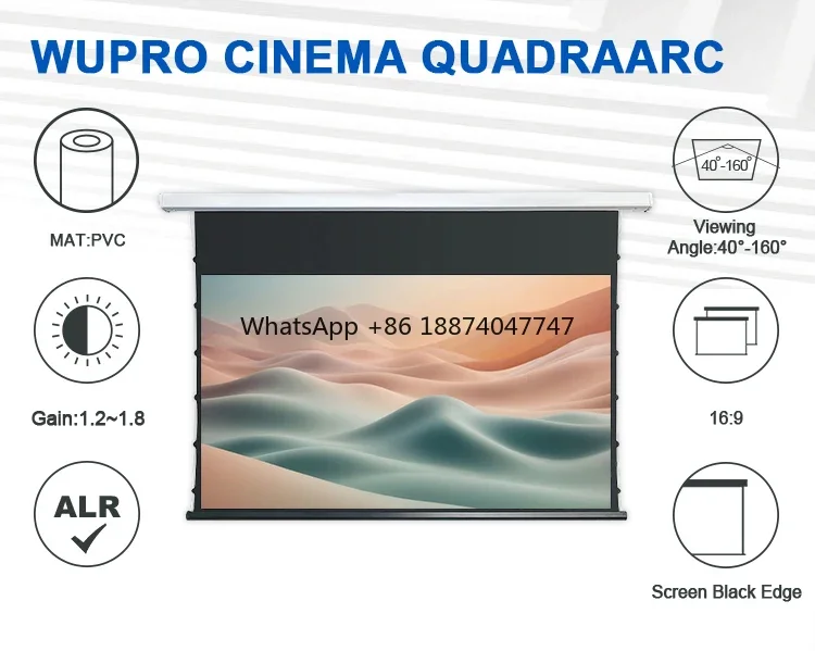 Hochwertige OEM-Wupro-Projektor-Leinwand, 120 Zoll, Heimkino, motorisiert, nach unten ziehen, weiche ALR-Projektor-Leinwand mit elektrischer Drop-Down-Leitung