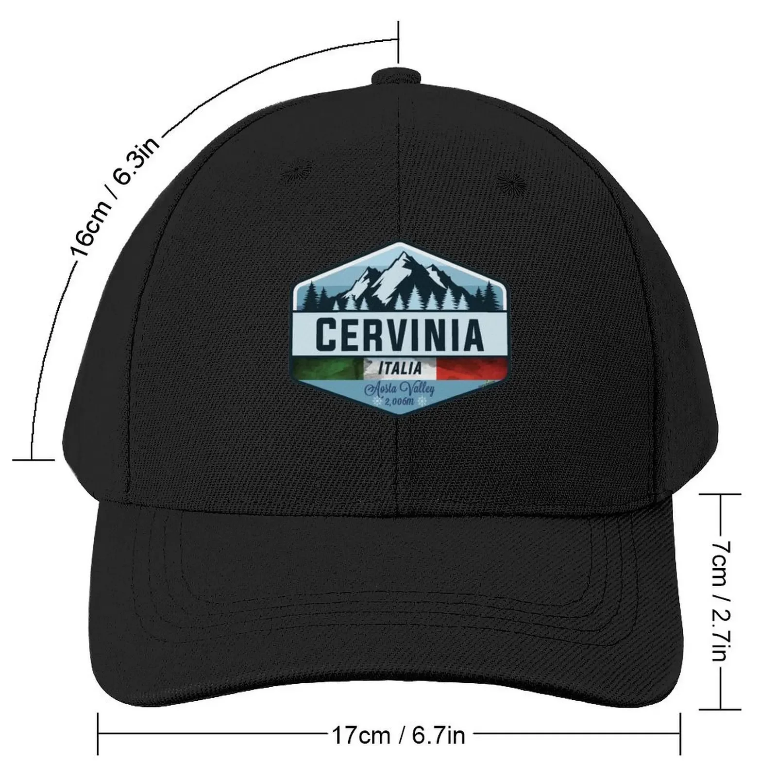 Cervinia Italy Italia Ski Skiing Sticker T-Shirt 01 Baseball Cap Anime Golf Wear Luxury Woman Men's