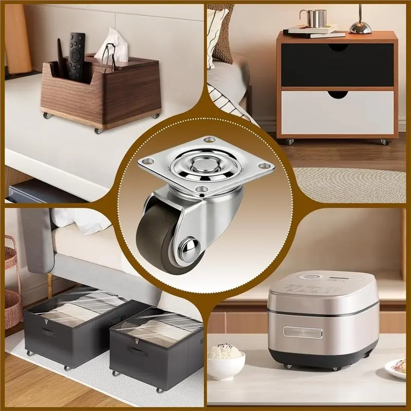 [ABFI!】 12 Pack Mini Caster Wheels 1/2 Inch, 360° Swivel Low Profile Casters With Self-Adhesive Paste,For Furniture & Appliances