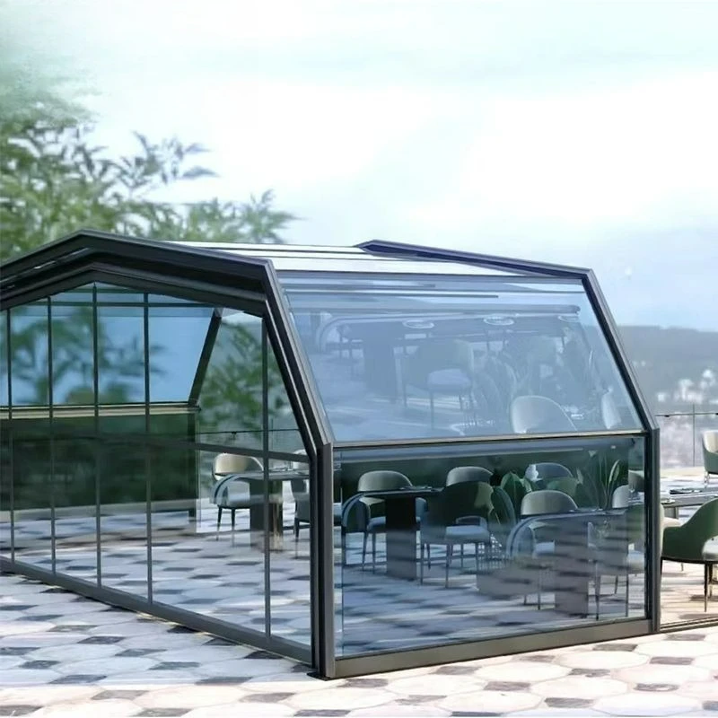 

Prefabricated Polycarbonate Glass Enclosure Swimming Pool Cover Aluminium Retractable Sunroom