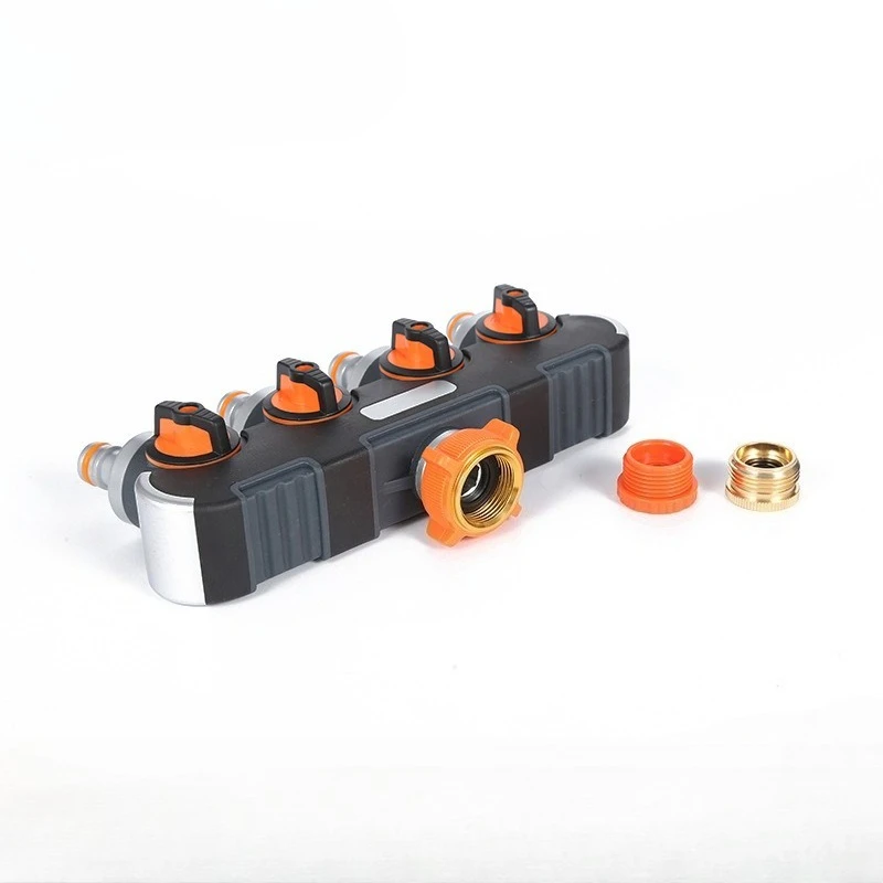 Watering irrigation appliances Pacifier Metal 4-way water distribution controller with aluminum conversion head