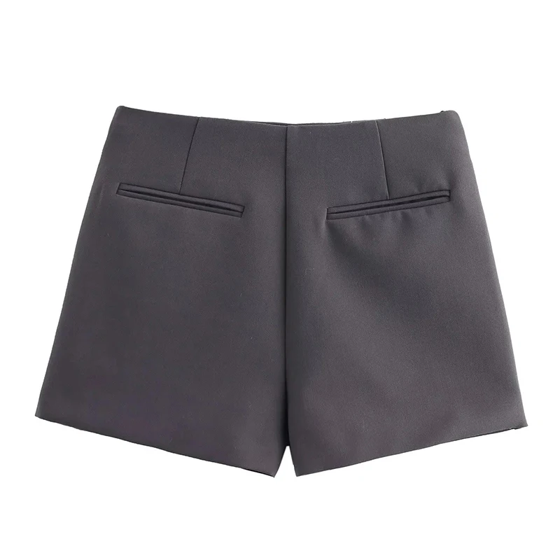 Classic Gray High Waist Skorts Skirt for Women Fashion Side Zipper Work Office Short Skirts Woman Spring Summer Mini Skirts Lady