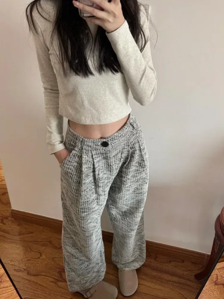 HOUZHOU Vintage Korean Fashion Baggy Pants Woman Harajuku Y2k Trousers Oversized Japanese Style Casual Slacks Autunm Wide Leg