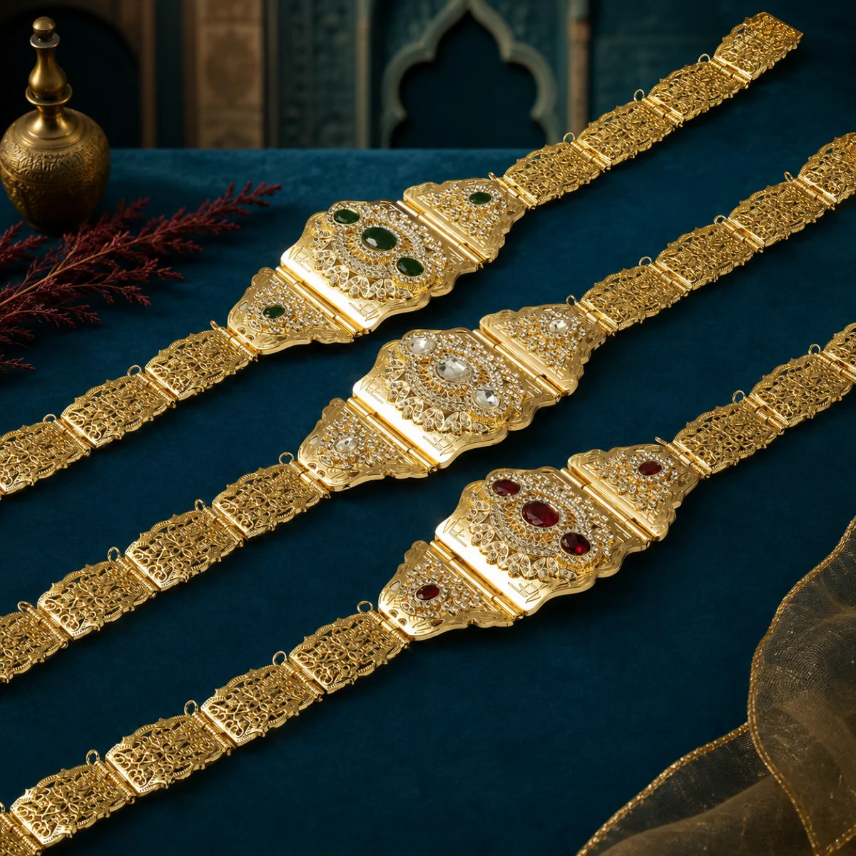Shiny Gold Plated Metal Wedding Belt with Hollow Inlay for Ladies Multi-Occasion