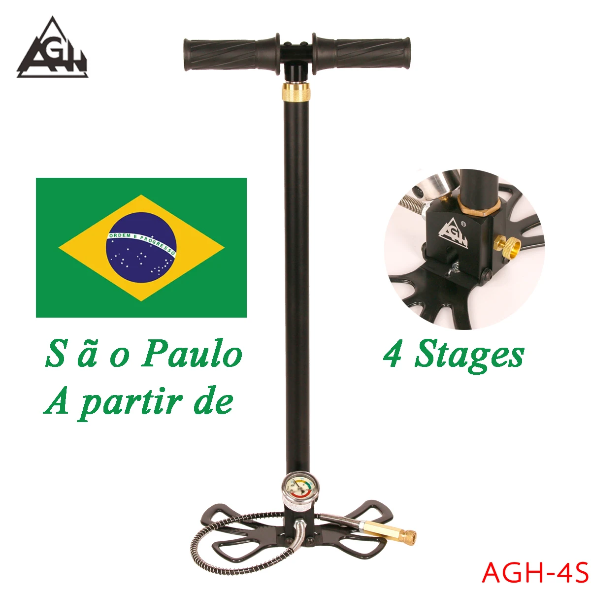 AGH-4S PCP Bomba De Mão, 4 Estágios, 4500Psi, 30Mpa, Filtro De Umidade Do Óleo, Enchimento, Paintball, Mergulho, Equipamento De Mergulho, Mini