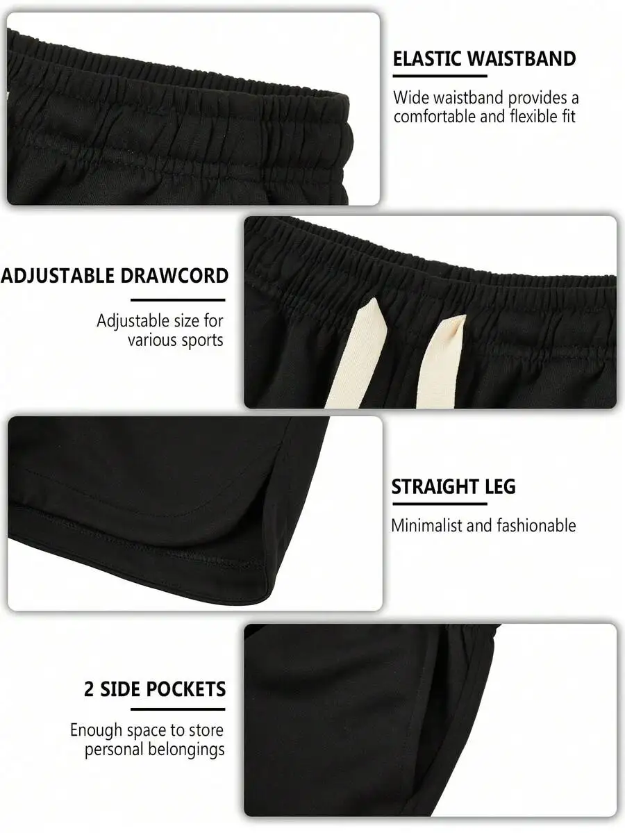 Mens Loose Straight Elastic Waist Drawstring Shorts Casual Minimalist Daily Wear