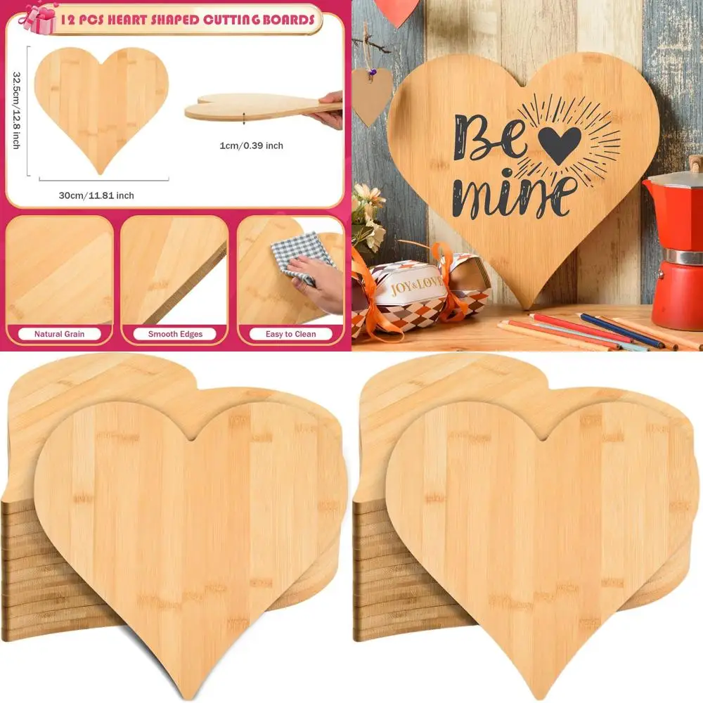 

Набор бамбуковых досок для чулок на день Святого Валентина, в форме сердца для сервировки сыра и хлеба, 12,8x11,81x0,39 дюйма, с лазерной гравировкой, идеально подходит