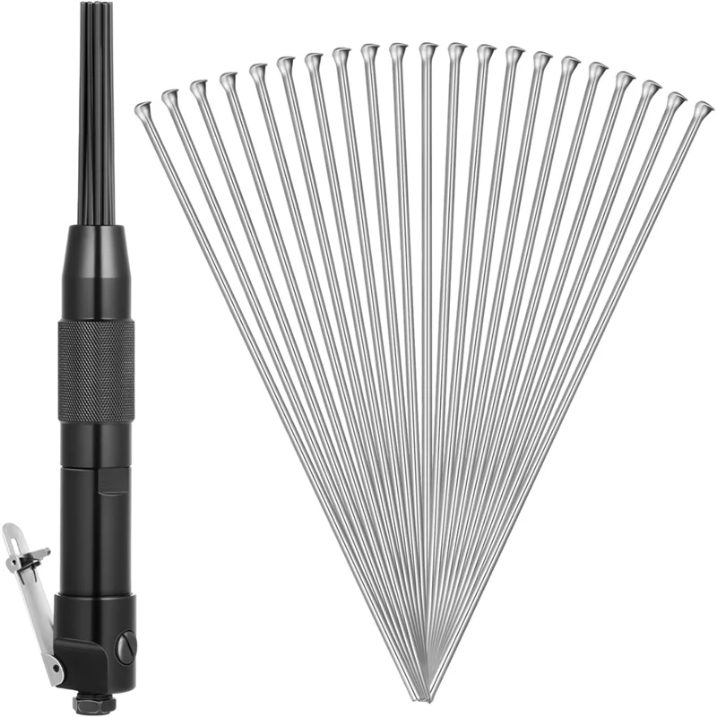 

HRBAJ-Compact Air Needle Scaler With 40 Pieces 7' Descaling Needles Air Powered Remove Slag Rust Paint And Dirt Quickly