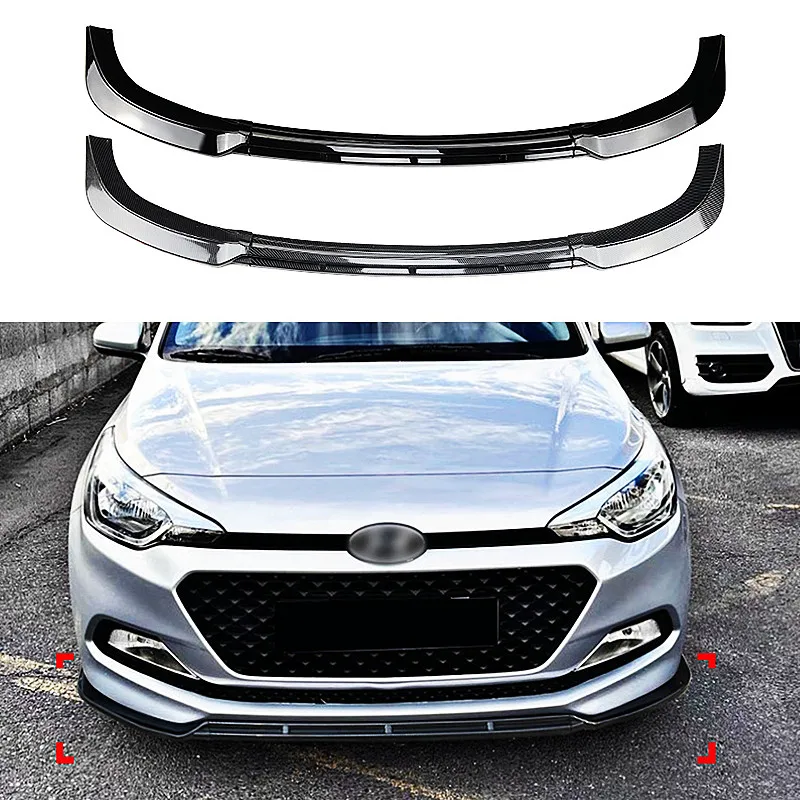 For 2015-2017 Hyundai I20 MK2 ABS Plastic Car Front Bumper Splitter Lip Chin Spoiler Body Kit Protector Guard Exterior Accessori