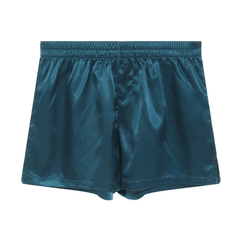 Herren glatte Satin Slips einfarbige atmungsaktive weiche Shorts lose lässige Unterhose tägliche Unterwäsche große Hosen