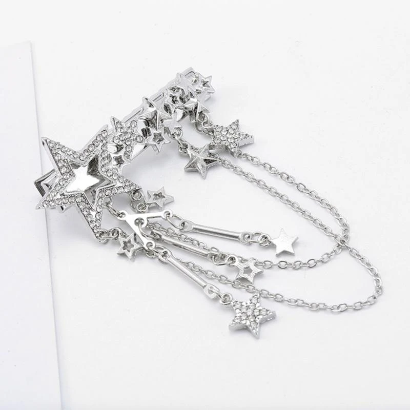 No Slip Metal Hair Clip with Crystal Bling Star Tassel for Birthday Party Christmas Gift Hairpins for Thick Hair