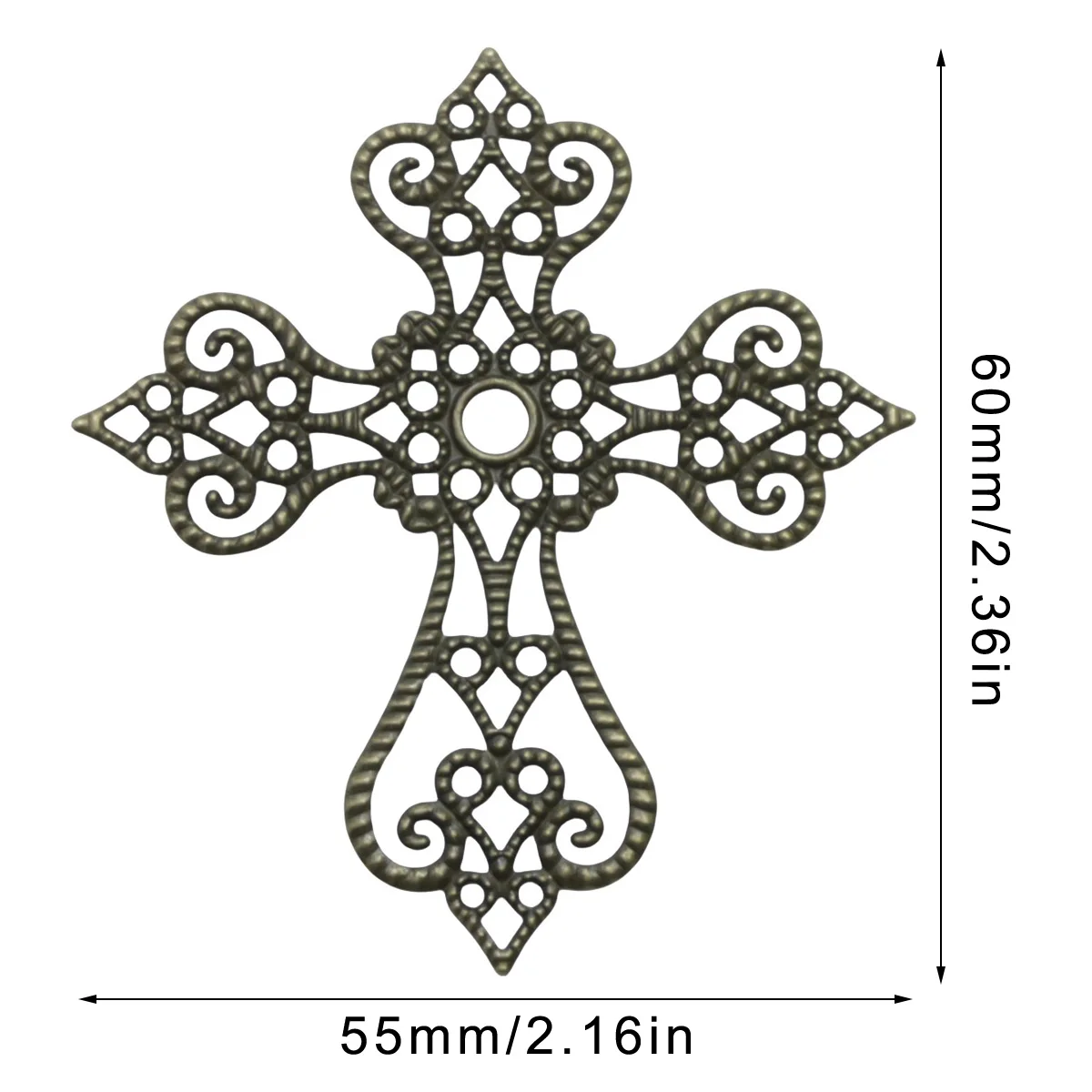 12pcs Filigree Cross Charms Pendants Tibetan Iron Findings Embellishments for DIY Necklace Earring Jewelry Making Accessories