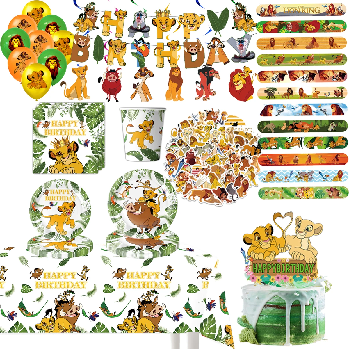 

Lion King Simba Birthday Party Decoration Supplies Disposable Tableware Party Favor Slap Bracelets Stickers Gifts Bag Fillers