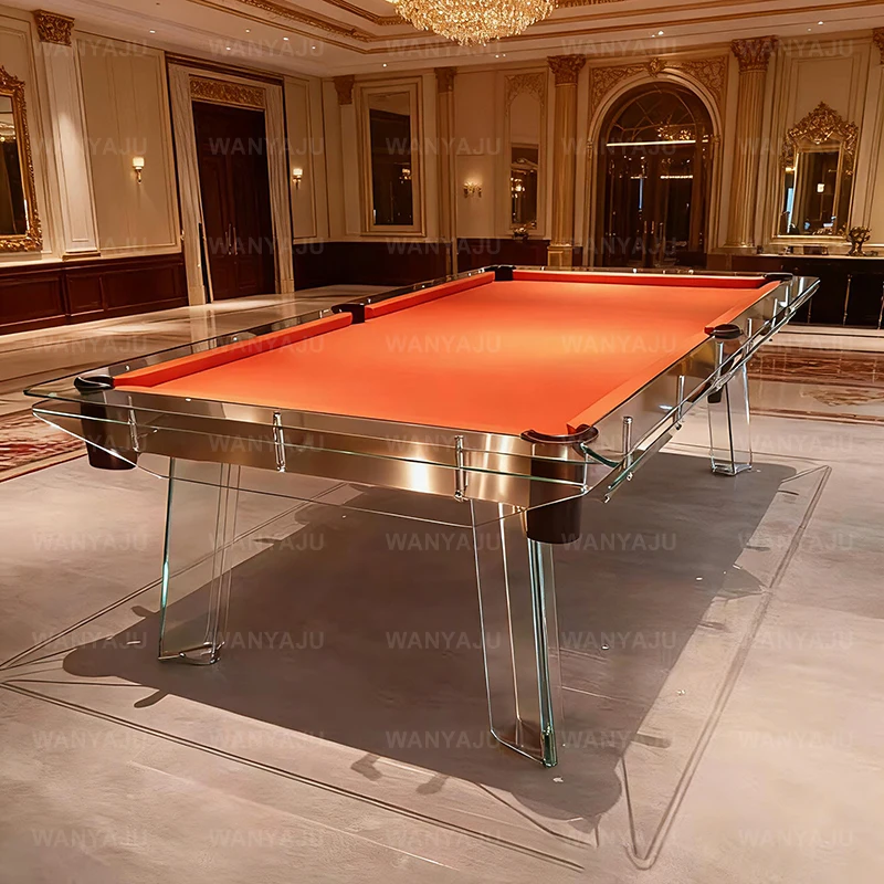 Factory Direct Crystal-Clear Glass Billiard Table 9ft Snooker & Billiard Glass Table Luxury Slate Glass Pool Table