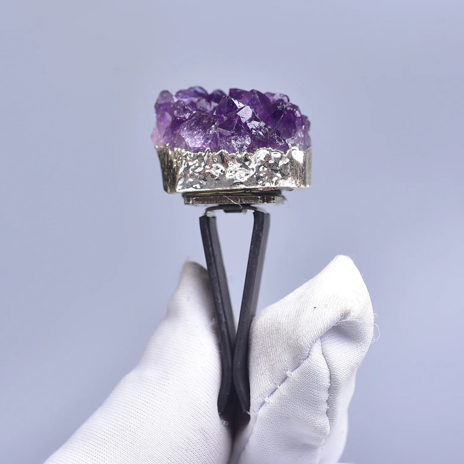 Natural Amethyst Cluster Car Air Conditioner Outlet Clip Purple Crystal Car Vent Clips Reiki Healing Quartz Decoration