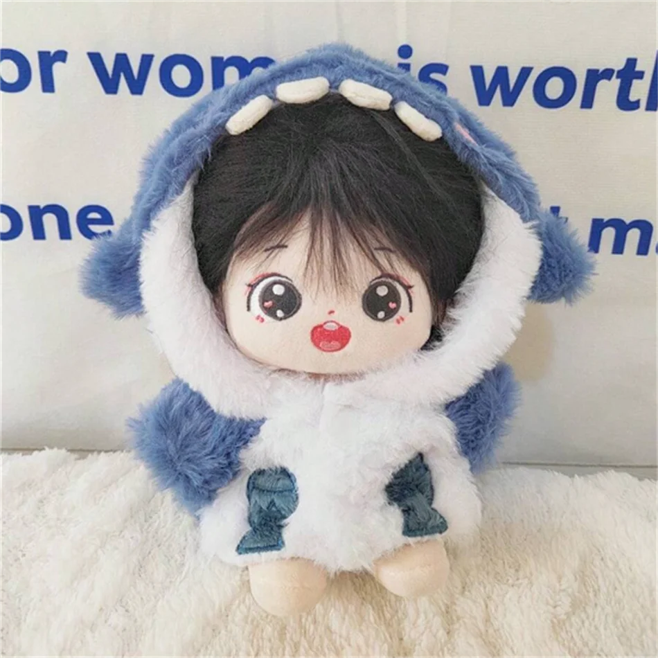 Cotton Doll 20cm Non-Attribute Baby Clothes, Shark Suit, Sweet and Cool Cartoon Sweatshirt Clothes Doll Dress-Up