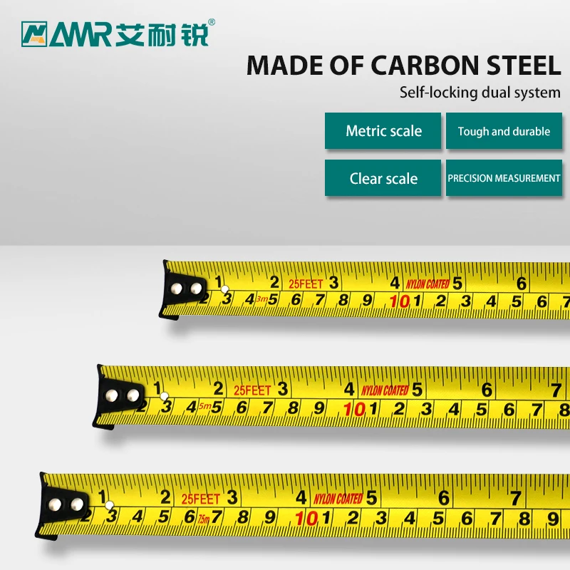 Miarka chowany metryczny i imperialny taśma pomiarowa o długości 16 stóp i 25 stóp z gumowaną obudową hak magnetyczny odporną na uderzenia