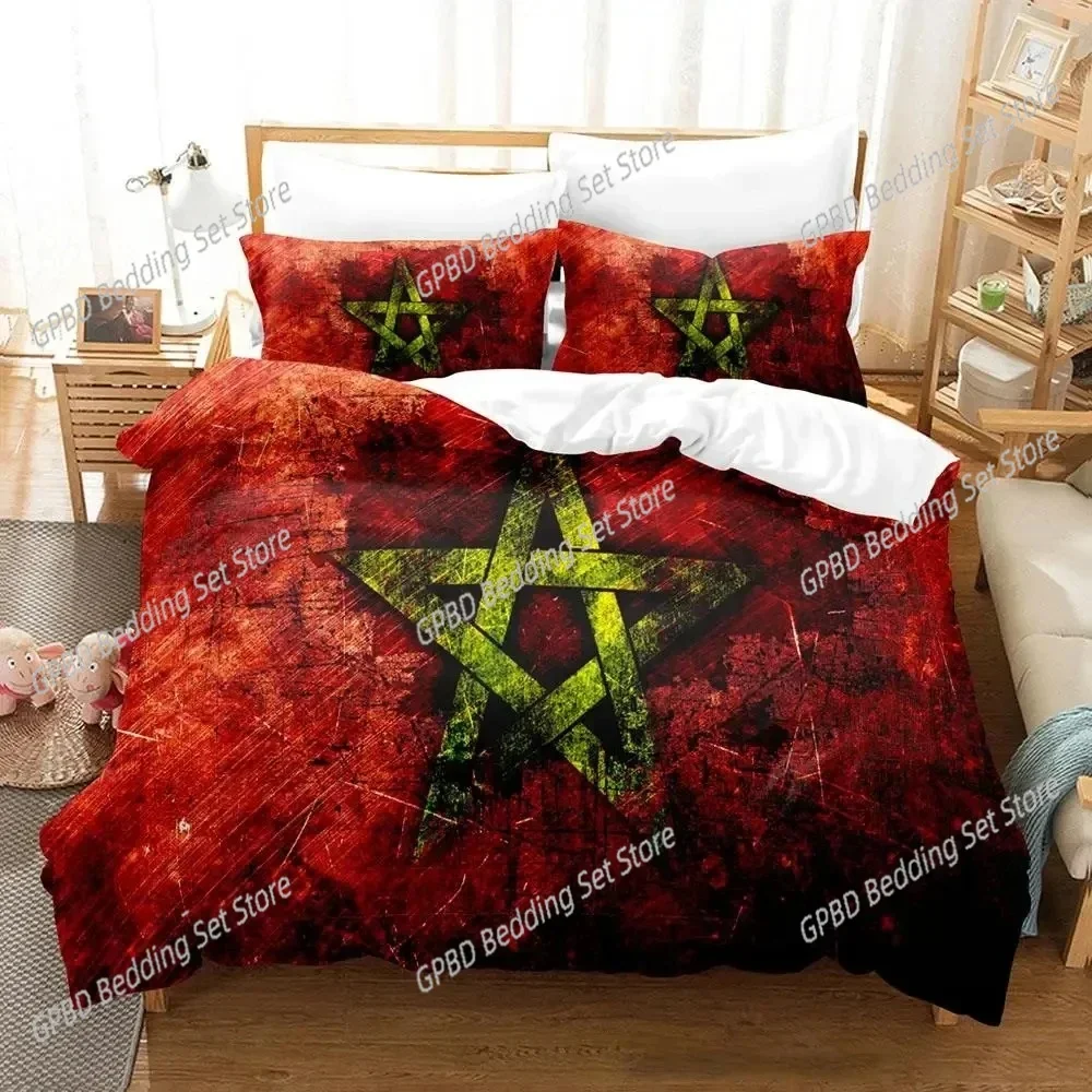 

3D Print Morocco Flag Comfortable Duvet Quilt Cover Pillowcase Bedding Set Children Bedroom Decoration Home Textile