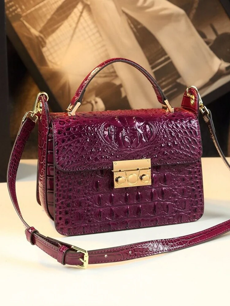 Fashionable Crocodile Pattern Leather Handbag Summer 2023 Women's Shoulder Crossbody Bag Handheld Bag Versatile Small Size