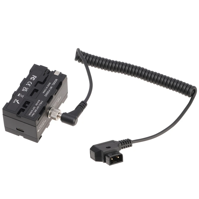 D-TAP Connector To DC 5.5 X 2.5Mm Expandable Cable With Dual-Sided NP-F Dummy Battery Adapter For Camera Monitor
