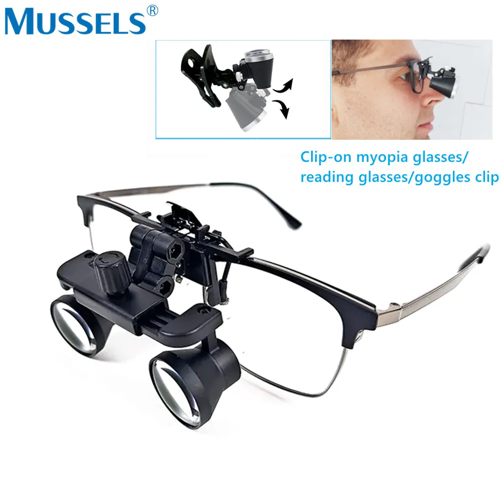 عدسة مكبرة للأسنان 2.5X 3X 3.5X عدسة بصرية مع مشبك عدسة مكبرة قابلة للتعديل مجموعة أدوات جراحة الفم الطبية