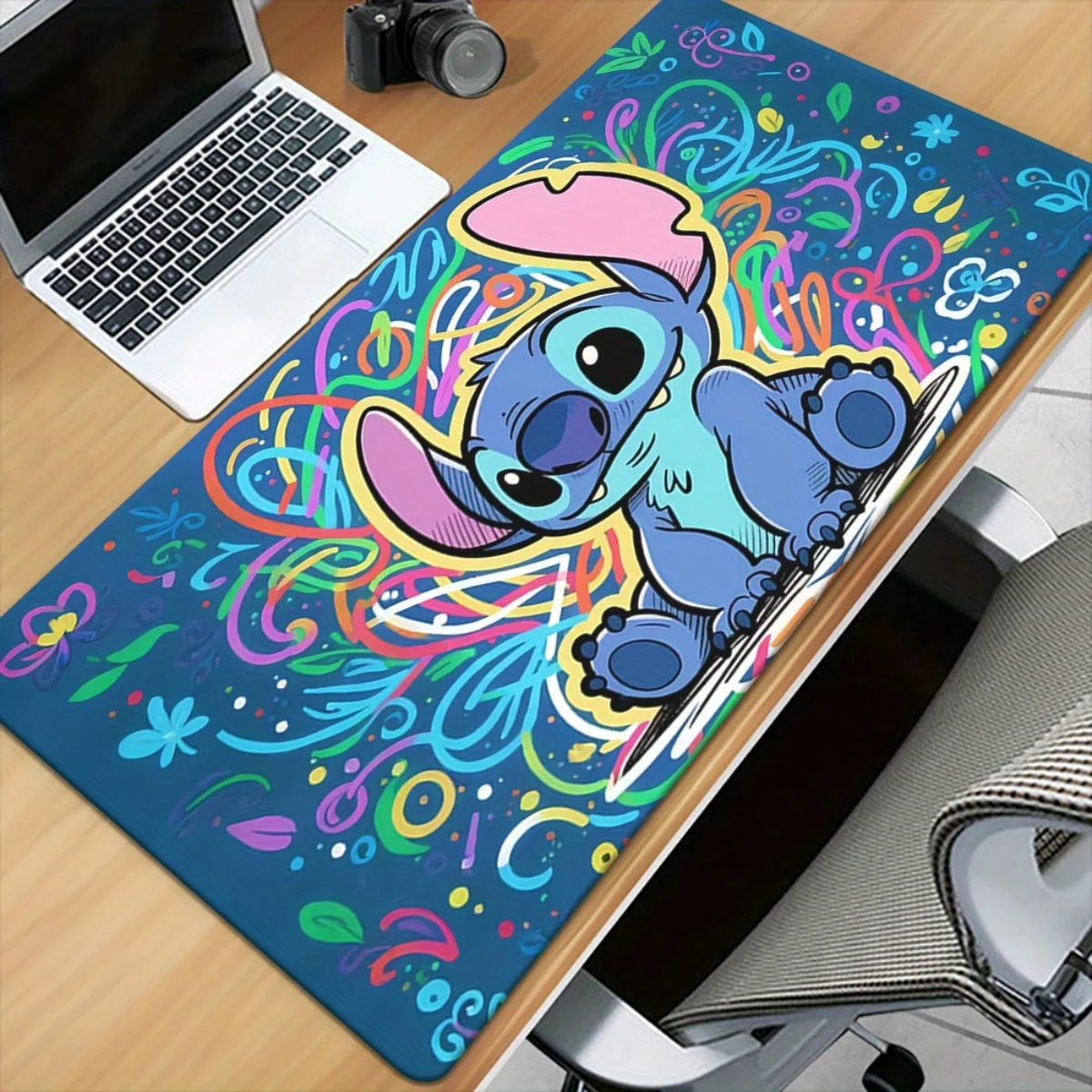 1pc Lilo & Stitch XXL Mouse Pad - Vibrant Non-Slip Rubber Base, Large Desk Mat for Gaming & Office Decor, Colorful Stitch Design