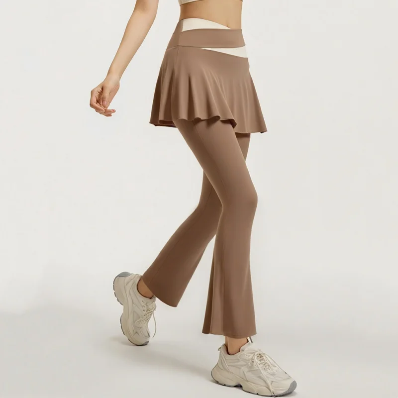 Women Yoga Tenis Skirts Pants High Waist Fake Two Pieces Sports Leggings Fitness Gym Quick-Dry Skirt Athletic Running Leggings