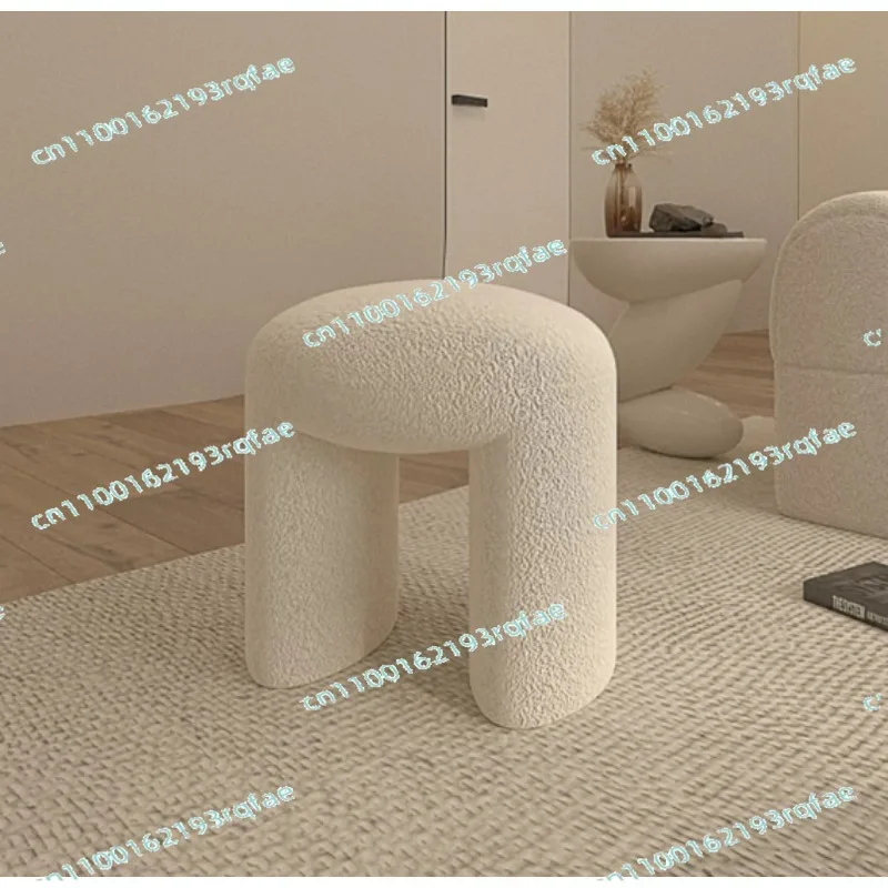 Petit pouf rond en polaire cachemire, repose-pieds, tabouret de meuble de maison, mignon et doux, simple, pour la remise des chaussures