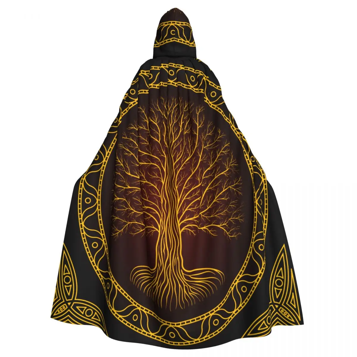 Unisex Adult Yggdrasil Tree Of Life Cloak with Hood Long Witch Costume Cosplay