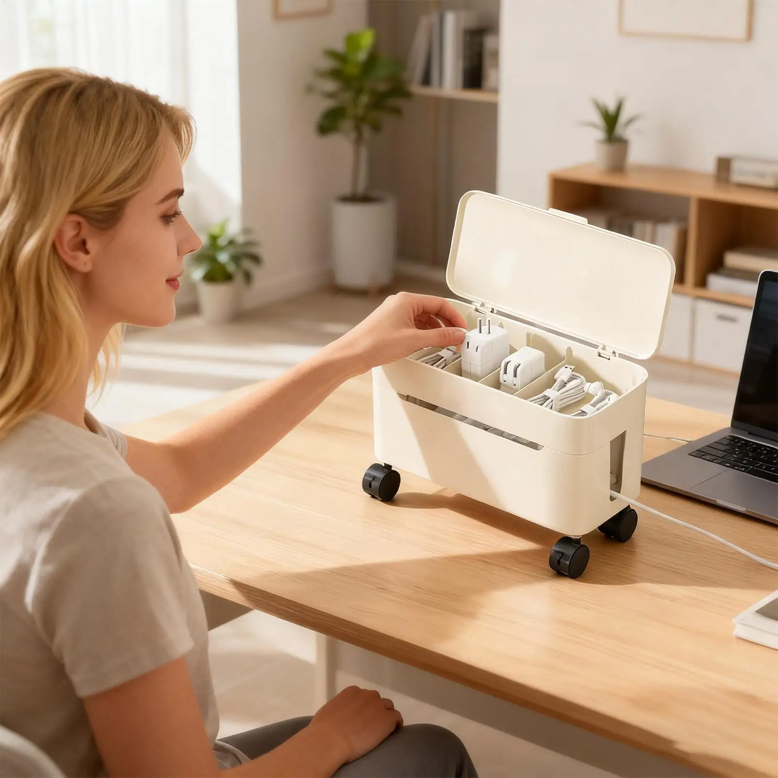 

Кабельный органайзер, проводной контейнер для хранения с колесами, шнур питания, настольный органайзер для домашнего офиса, общежития, игровая настройка, подставка для телевизора