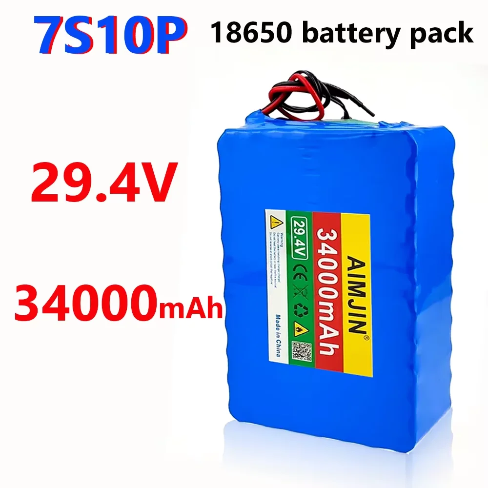 

29.4V 34000mah battery pack 7S10P，for Scooter, bicycle, wheelchair battery with BMS 18650 lithium-ion