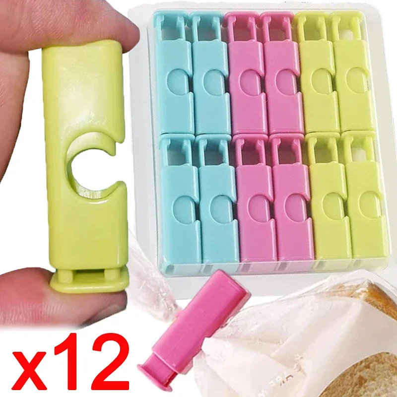 12/1Pcs Reusable Food Sealing Clips Plastic Pocket Sealing Clamp Snack Bread Bag Clips Household Grain Vegetable Storage Clamp