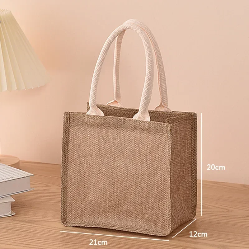 Linen Bag Hand-painted Cotton Sacks Jute Portable Imitation Sacks Linen Bags Shopping  Laminated