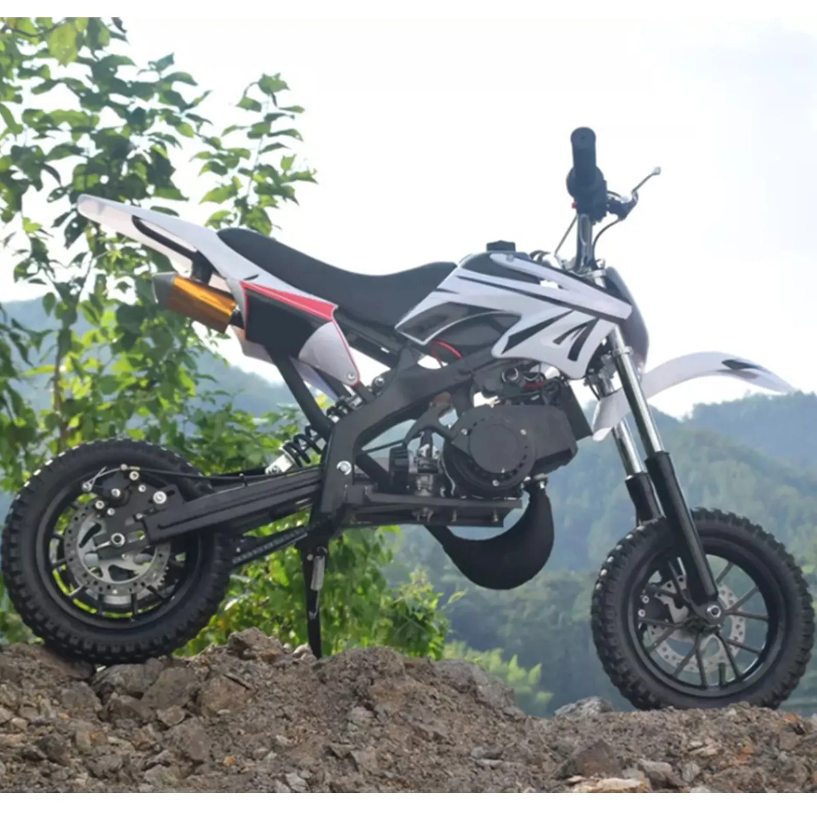 Zwart Twostroke 47cc 49cc Pull Start Motor Versnellingsbak Ketting Kit Voor Mini Pit Bike Atv Quad Scooter