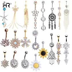 1PC Stainless Steel Crystal Navel Button Piercings Gem Nombril Belly Bars Sexy Ombligo Piercings Dangle Earring Piercing Jewelry