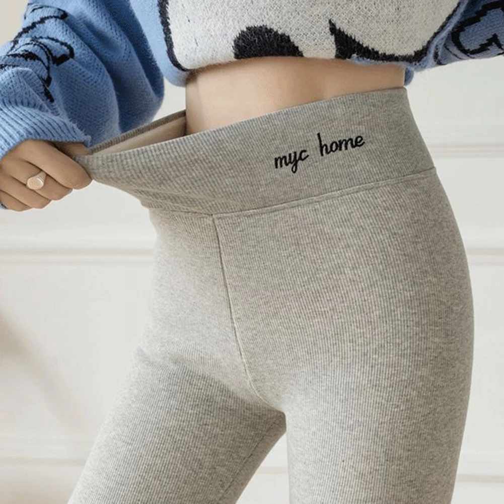 نزهة غير رسمية ملابس يومية رمادي داكن نحيل الصوف طماق طماق الصوف الأسود تصميم نمط الصلبة مناسبة للخريف #3