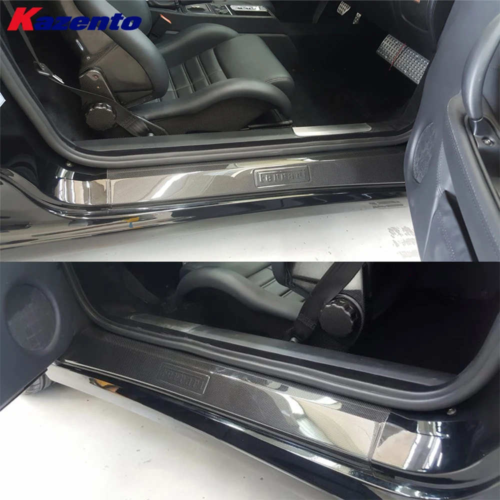 For Ferrari F430 F360 1K Plain Matte Carbon Door Sill Panel Plates W/letters