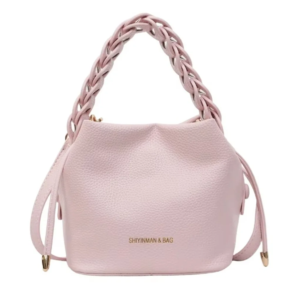 

Portable PU Leather Women Shoulder Bag Minimalist Trendy Crossbody Bag Versatile Durable Bucket Bag Students