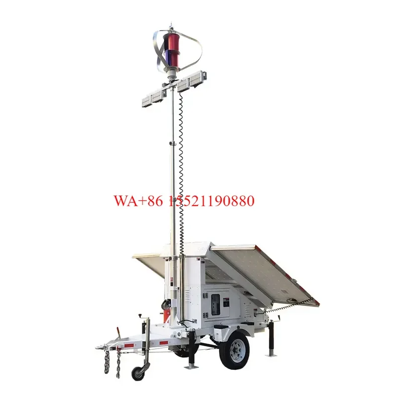 WMWMNU 400W Vertical Axis Wind Turbine Generator Trailer Mounted Wind Solar Generator Off Grid System