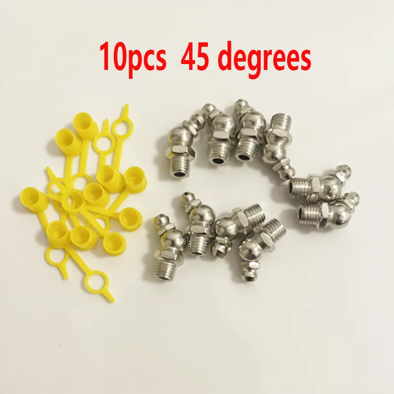 10Pcs Stainless Steel Grease Nipple M6 M8 M10 Metric Male Thread Straight Elbow Type Oil Zerk Fitting for Grease Gun