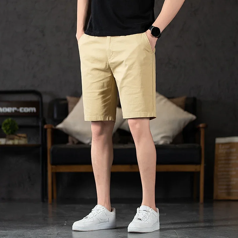 Chino Shorts Men Dress Shorts Summer Casual Lightweight Cotton Stretch Waist Flat Front Casual Shorts Slim Fit