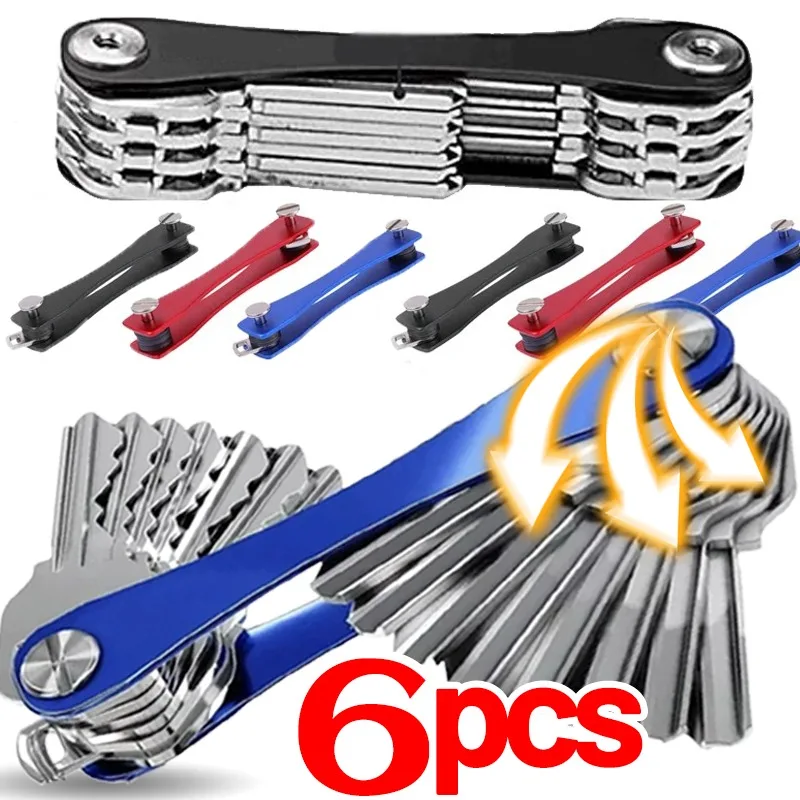 1/6Pcs Mode Schlüssel Kette Brieftasche Metall Schlüssel Box Kompakte Clip Lagerung Box Auto Gadgets Schlüsselanhänger Männer Kompakte Clip schlüssel Organizer