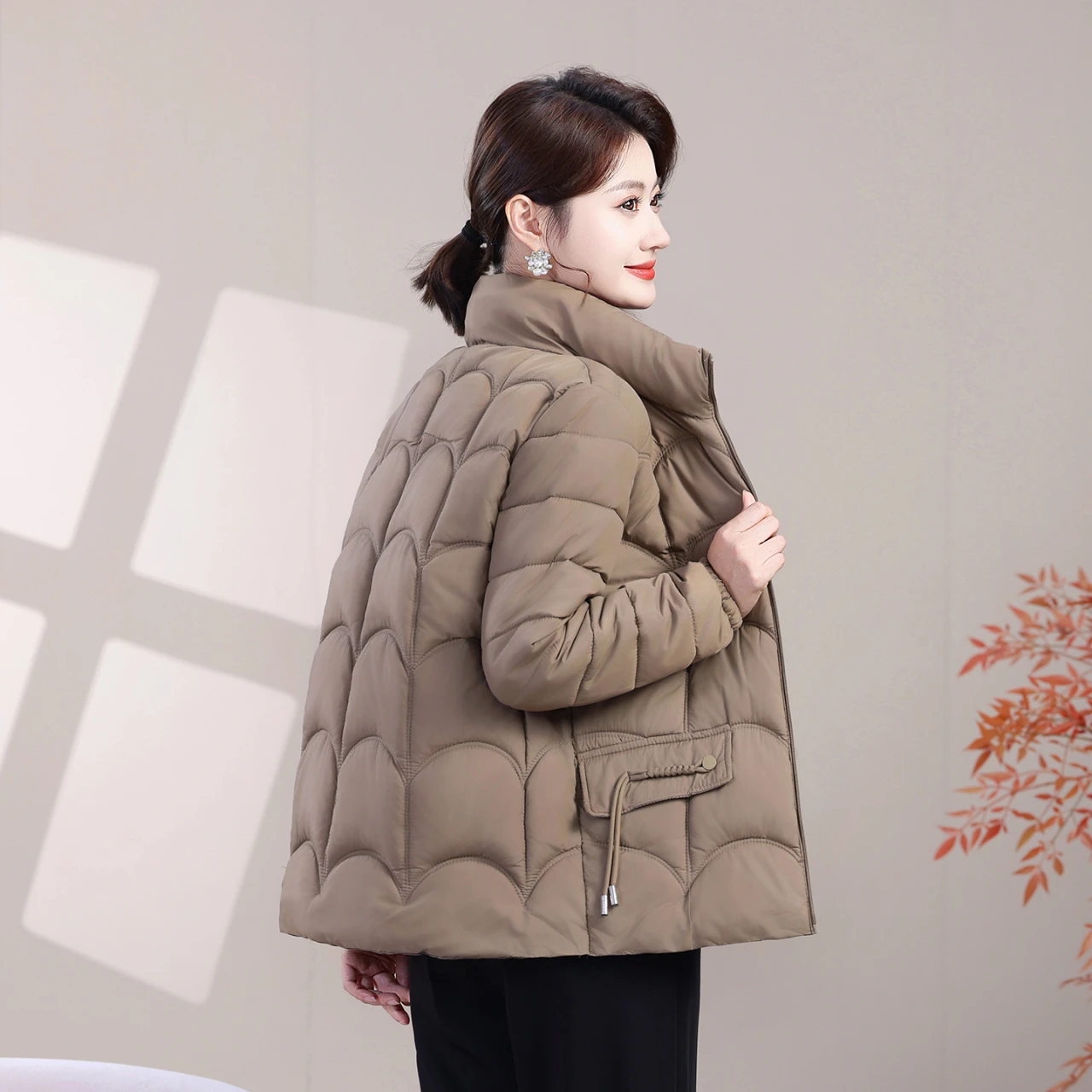Chaqueta de algodón de invierno Abrigo de algodón para mujer Abrigo tradicional de otoño e invierno para mediana edad y ancianos