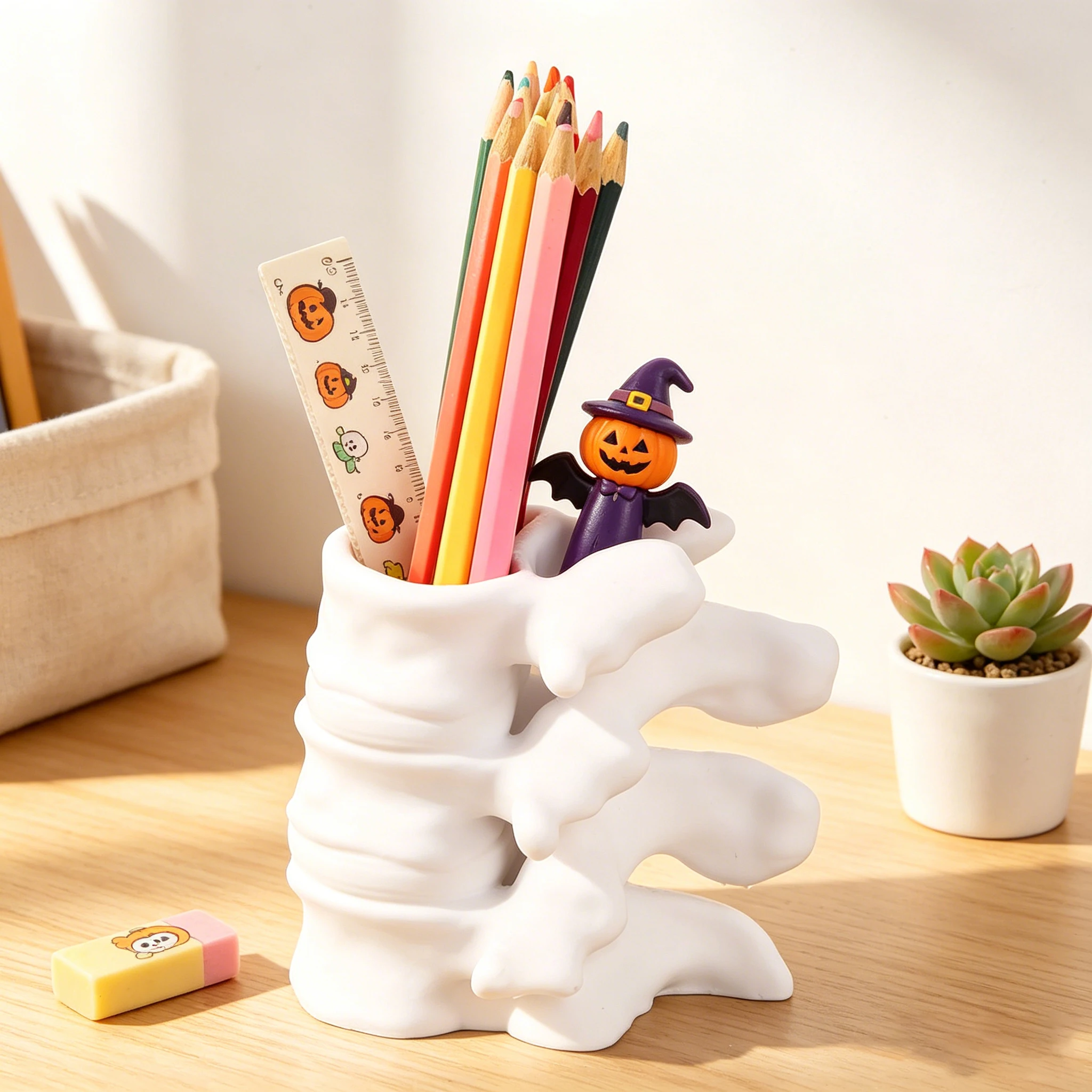 Cross-Border Dark Spine Vertebra Pen Holder for Desktop Stationery or Makeup Brush Storage